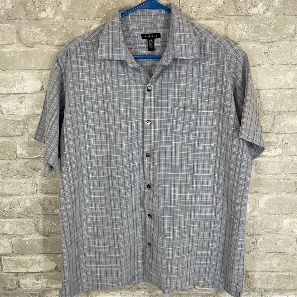 Van Heusen Light Blue Check Button Down Shirt
